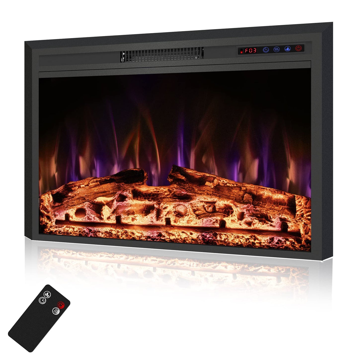 Electric Fireplace Inserts with 3 Flame Colors, Fireplace Heater with Touch Screen & Remote, 750/1500W, Timer